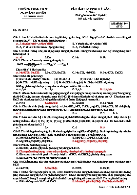 Đề kiểm tra định kỳ môn Hóa học Lớp 12 - Trường THCS & THPT Nguyễn Khuyến